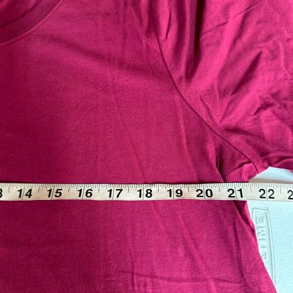 Lori Goldstein Logo Tunic Top Large Cotton Modal Knit Magenta Crew Short Sleeve - Picture 9 of 10